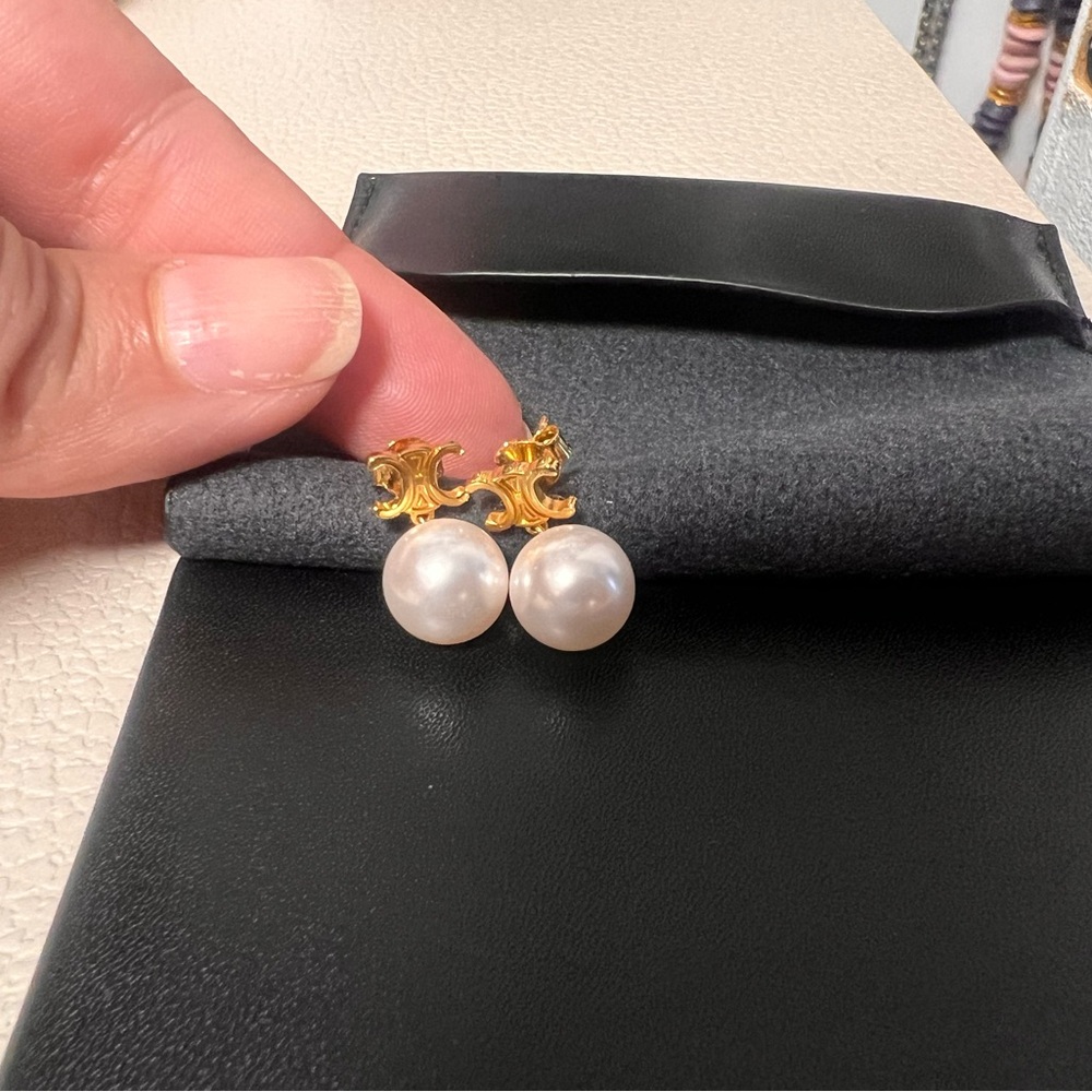 Celine Elegant Gold and Pearl Earrings